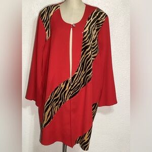 X- Land vintage womens Red and Animal Print jacket size 4XL